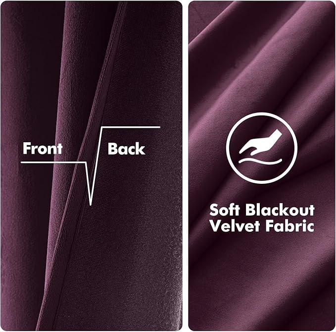 MIULEE Velvet Curtains Purple Orchid Elegant Grommet Thermal Insulated Soundproof Room Darkening Curtains/Drapes for Classical Living Room Bedroom Decor 52 x 84 Inch Set of 2