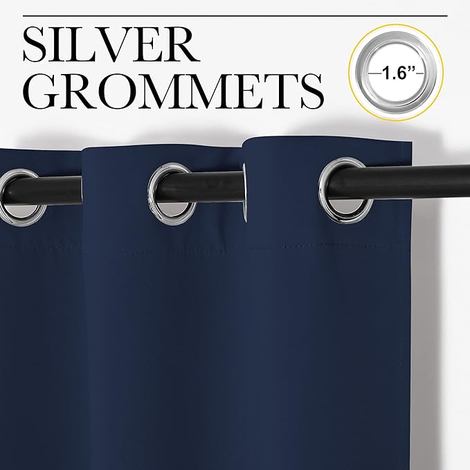 NICETOWN Navy Blackout Curtains 108" Long for Living Room, 55" W, Set of 2, Thermal Insulated Window Treatment Light Reducing Room Darkening Drapes for Boys Kids Bedroom, Classroom, Apartment