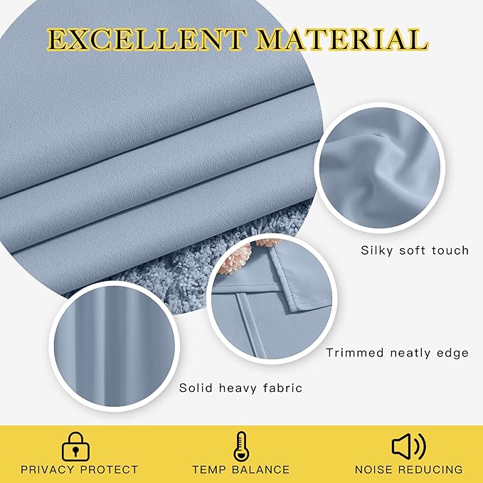 NICETOWN Room Darkening Curtain Panels - Home Fashion Ring Top Thermal Insulated Room Darkening Curtains for Bedroom/Living Room (2 Panels, 80" Wide by 95" Long, Vintage Blue)