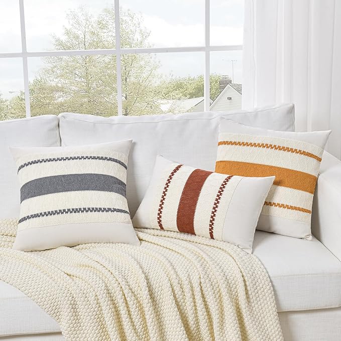 Fancy Homi Set of 1 Mustard Yellow Fall Decorative Throw Pillow Cover 20x20 Inch for Couch Bed Sofa, Autumn Halloween Thanksgiving Home Decor, Soft Cotton Aesthetic Cushion Case
