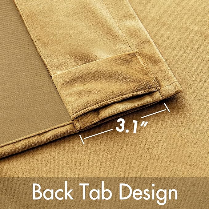 MIULEE Velvet Curtains 84 inches - Luxury Curtains for Bedroom Living Room Room Darkening Thermal Insulated Super Soft Window Drapes Rod Pocket & Back Tab, Golden, W52 x L84 inches, 2 Panels