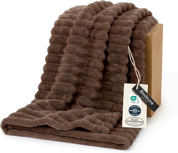 Bedsure GentleSoft Brown Fleece Blanket for Couch - Cozy Soft Blankets for Women, Cute Small Throws for Girls, 50x70 Inches