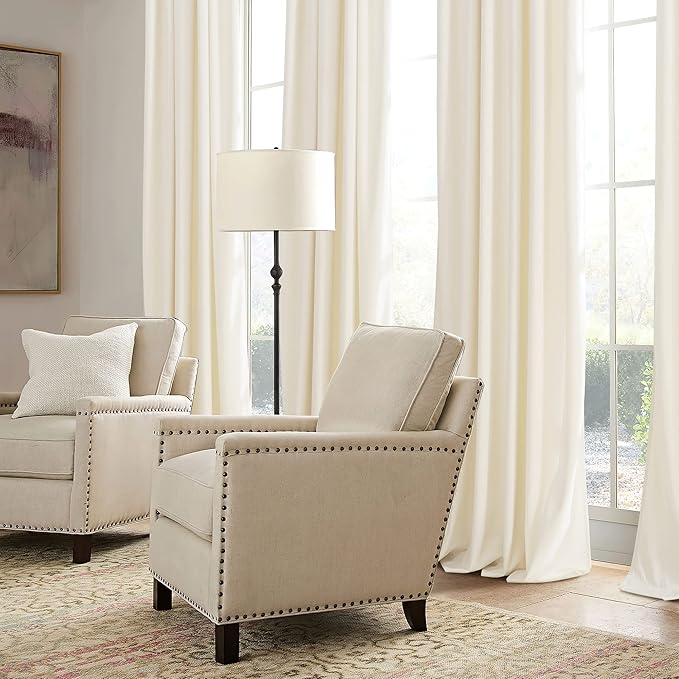 RYB HOME Ivory White Velvet Curtains 72 inches with Hook Belt, Soft Fabric Room Darkening Thermal Insulated Luxurious Home Decor Curtains for Living Room Bedroom, W 52" x L 72", 2 Panels Set