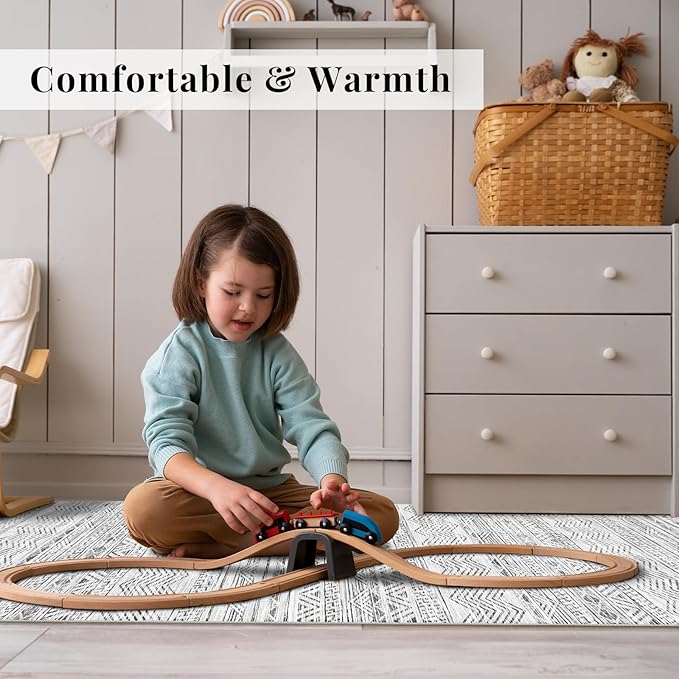 Washable Moroccan 2'6"x12' Hallway Rug - Non Slip Kitchen Runner Rug Soft Bedroom Floor Mat Rubber Backing Rug for Living Room Entryway Farmhouse with Low Pile Carpet 2'6"x12' Gray