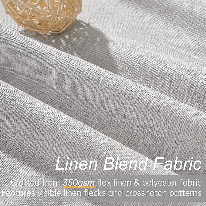 Topfinel Linen Gray Blackout Curtains 96 Inch Long, Boho Beige Gothic Viral Drapes Pinch Pleated Curtains with Hooks for Living Room, Neutral 8FT Back Tab Bedroom Curtains 52" X 96" 8 FT 2 Panels