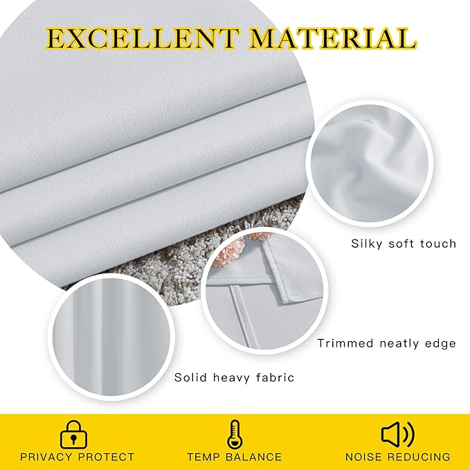 NICETOWN Room Darkening Curtain Panels - Home Fashion Ring Top Thermal Insulated Darkening Curtains for Bedroom/Living Room (2 Panels, 46" Wide by 90" Long, Greyish White)