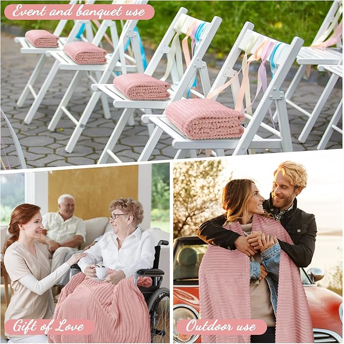 Buryeah 12 Pcs Flannel Throw Blanket Bulk 50 x 60 in Sleepover Blanket Outdoor Wedding Throw Lightweight, Oeko-tex Standard 100 Certified for Sofa Homeless Gifts (Vintage Pink)