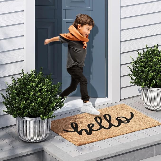 Barnyard Designs Doormat Welcome Mat for Outdoors, Large Front Door Entrance Mat, Brown (Hello, 36x24)