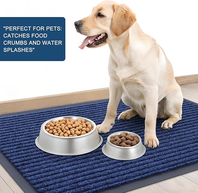 OLANLY Front Door Mat Indoor Outdoor Entrance, 2-Pack 71 x 23 Inch, Waterproof Heavy Duty Doormat, Fade Resistant, Low Profile, Easy Clean Patio Porch Welcome Floor Mats for Entry, Blue