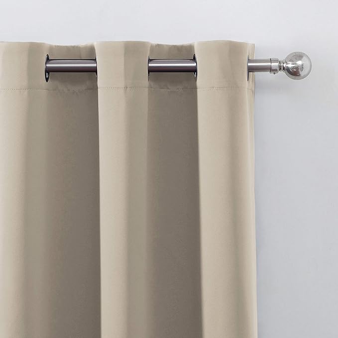 LEMOMO Blackout Curtains 66 x 84 inch/Beige Curtains Set of 2 Panels/Thermal Insulated Room Darkening Bedroom Curtains