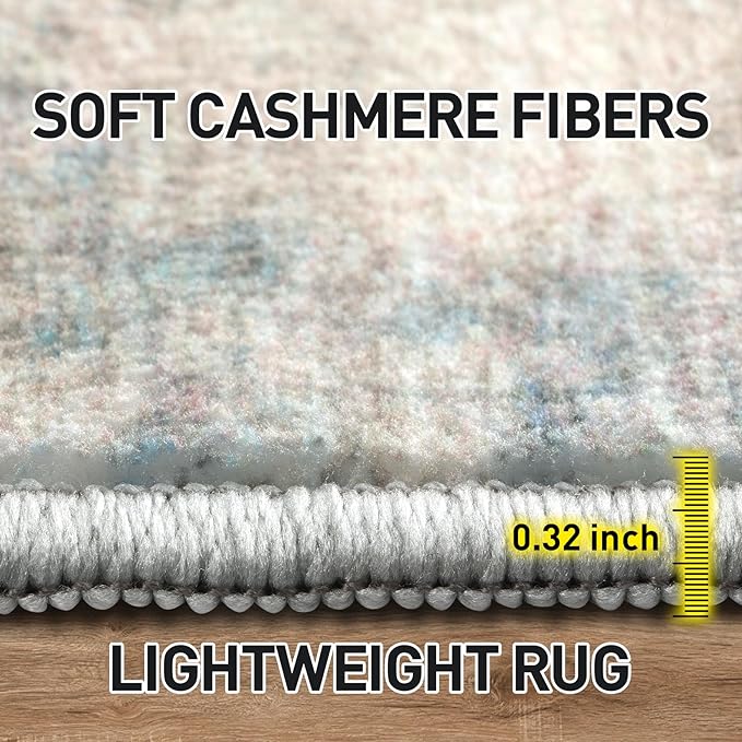 8x10 Area Rugs Washable Rug: Large Modern Abstract Living Room Rug Soft Anti-Skid Thin Carpet Indoor Floor Non-Shedding Carpets for Bedroom Dining Room Farmhouse Nursery Home Office Multi