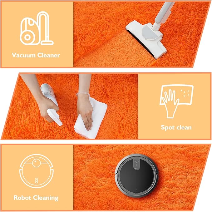 Shag Area Rug for Bedroom 4x6,Orange Fluffy Area Rugs for Living Room,Soft Fuzzy Rug Non-Shedding Indoor Plush Carpet for Kids Bedroom Nursery Dorm Home Decor