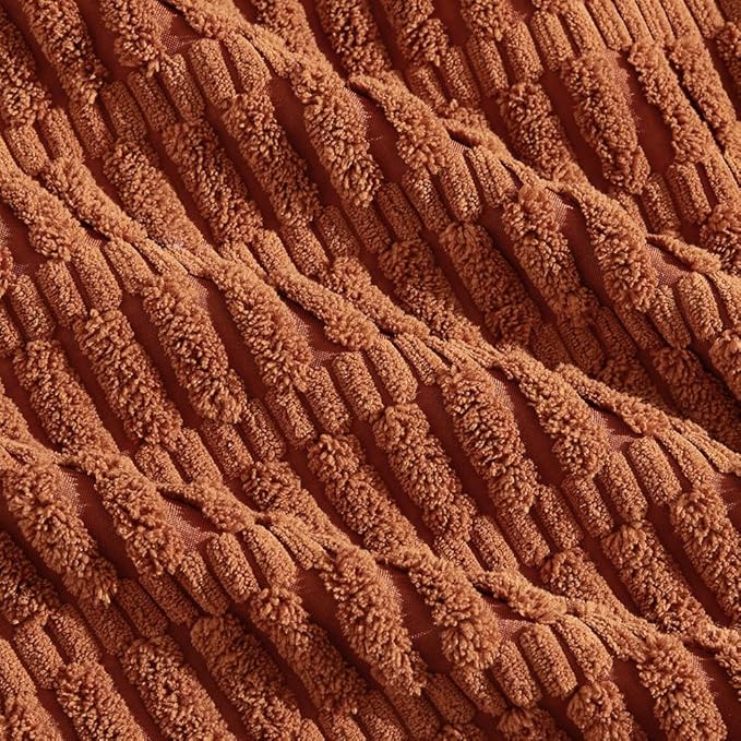 Fancy Homi 4 Packs Rust Long Lumbar Decorative Throw Pillow Covers 14x24 Inch for Living Room Couch Bed, Boho Home Decor, Soft Striped Corduroy Rectangle Accent Terracotta Cushion Case 35x60 cm
