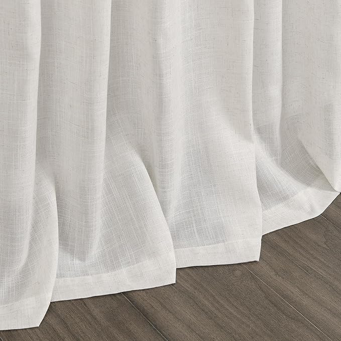 Nanspring Natural Linen Curtains 96 Inches Long for Living Room Bedroom Rustic Light Filtering Curtains Back Tab and Rod Pocket Farmhouse Decor Curtain for Dinner Room Office 52x96, 2 Panels