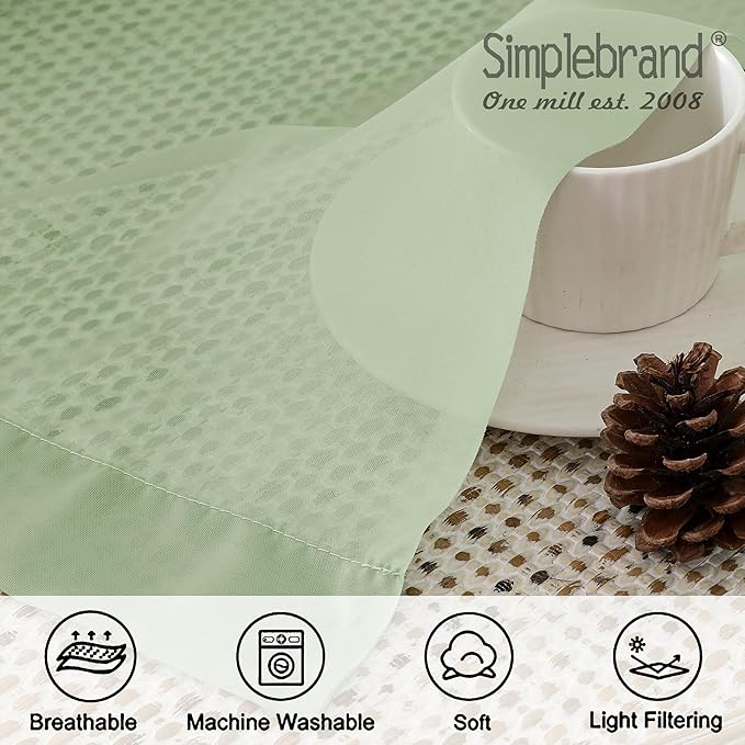 Simplebrand Light Green Sheer Curtains 84 Inches Long 2 Panels, Light Filtering Rod Pocket Solid Color Window Sheer Curtain Panels, Elegant Curtains & Drapes for Living Room, Bedroom, 42" W x 84" L
