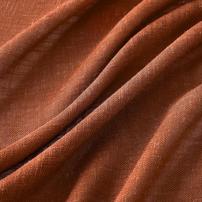 MIULEE Burnt Orange Curtains 72 Inch Length for Bedroom Living Room, Soft Textured Window Drapes Terracotta Rust Boho Fall Decor Semi Sheer Light Filtering Back Tab Rod Pocket Modern, 2 Panels