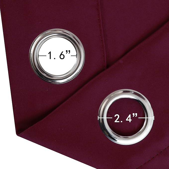 LEMOMO Burgundy Red Thermal Blackout Curtains/52 x 72 Inch/Set of 2 Panels Room Darkening Curtains for Bedroom