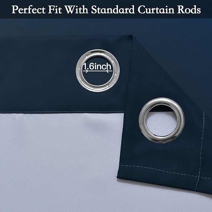 SimpleHome Navy Blue Ombre Room Darkening Curtains for Living Room, Light Blocking Gradient Thermal Insulated Grommet Window Curtains/Drapes for Bedroom, 2 Panels, 52x63 inches Length