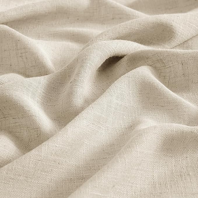 MIULEE Linen Curtains 72 Inch Length 2 Panels for Bedroom Living Room, Soft Thick Linen Textured Back Tab Window Drapes Semi Sheer Light Filtering Rod Pocket Modern Farmhouse Decor
