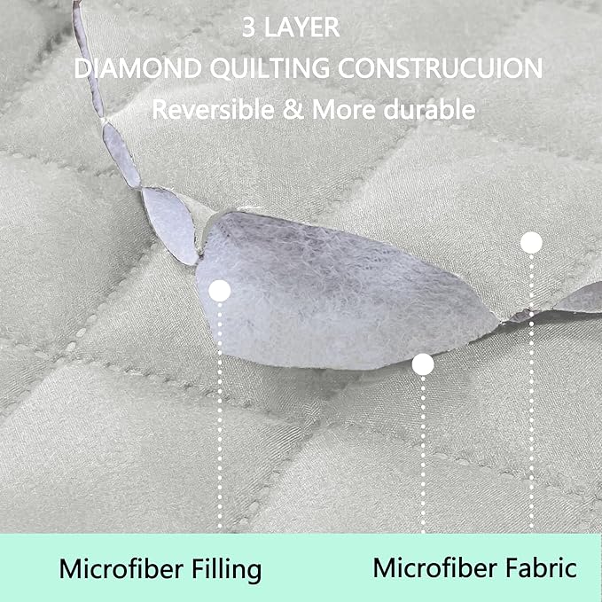 Reversible Sofa Covers Couch Cover Furniture Protector for Dogs Elastic Straps Water Resistant(Sofa,Light Grey/Beige)