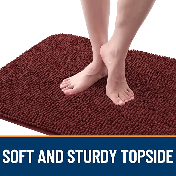 OLANLY Dog Door Mat for Muddy Paws 59x35, Absorbs Moisture and Dirt, Absorbent Non-Slip Washable Doormat, Quick Dry Chenille Mud Mat, Entry Indoor Entryway Carpet for Inside Floor, Caramel Russet