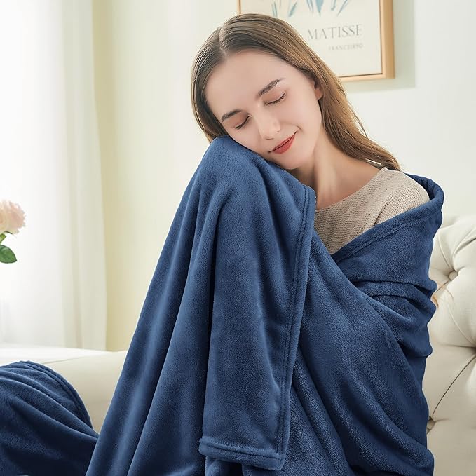BEDELITE Fleece Blanket Navy Blue Throw Blankets for Couch & Bed, Luxury Plush Cozy Fuzzy Blanket 50" x 60", Super Soft Warm Lightweight Throw Blanket for Travel Camping