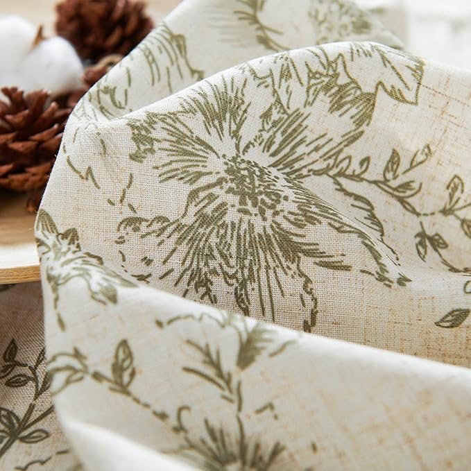 jinchan Linen Blend Floral Curtains for Living Room 54 Inch Length Farmhouse Printed Curtain Rod Pocket Back Tab Sage Green Peony Flower Patterned Drapes Bedroom Curtains Set 2 Panels