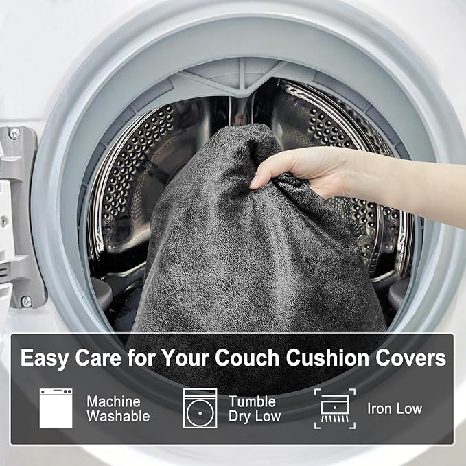 Leather Look Couch Cushion Covers Sofa Seat Slipcovers Sets Couches Furniture Protector for Sectional Armchair Loveseat Pets Kids Stretch Spandex Fabric (1 Cushion Sofa, Dark Grey)