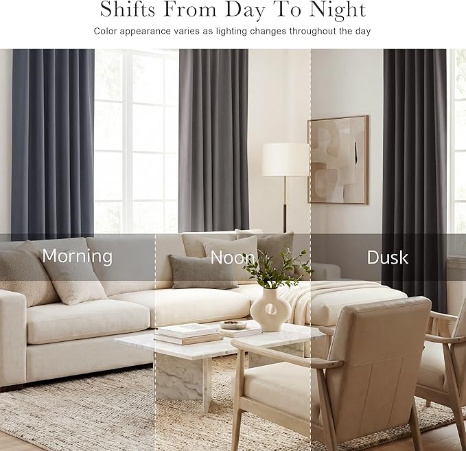 Pony Dance Blackout Curtains Thermal Insulated Window Treatment Panels Room Darkening Shade Drapes for Living Room Back Tab/Rod Pocket Bedroom Draperies, 55 x 80 Inch, Grey, 2 Panels