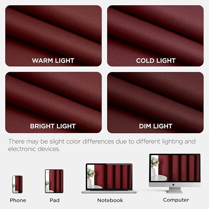 Joydeco Blackout Patio Sliding Door Curtains 84 Inches Long, Grommet Privacy Room Divider Curtains, Extra Wide Thermal Blackout Drapes for Bedroom Living Room (Burgundy Red, 100Wx84L, 1 Panel)