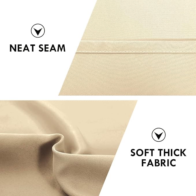 DWCN Blackout Curtains for Living Room Thermal Insulated, Energy Saving & Noise Reducing Bedroom Curtains, Beige, W 70x L 84 Inch, Set of 2 Rod Pocket Curtain Panels