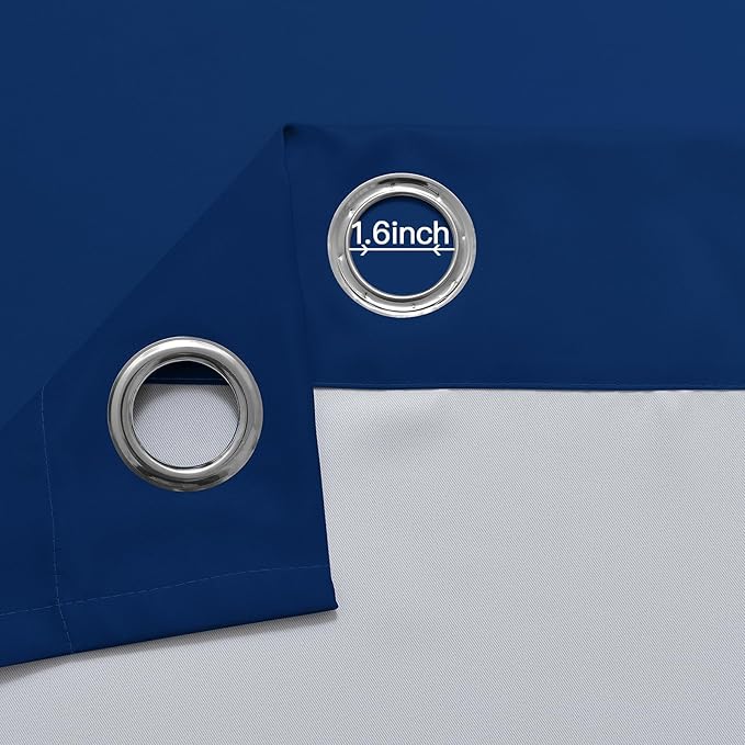 Yakamok Greyish White and Royal Blue Ombre Curtains,Light Blocking Curtains,Room Darkening Grommet Window Drapes for Bedroom(Royal Blue,52x84 Inch,2 Panels)