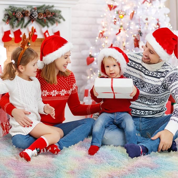 yulidayang Rainbow Fluffy Round Area Rugs for Bedroom,6'X6'Shag Circle Area Rugs for Girls Room,Non Slip Fuzzy Plush Rug for Kids Room Living Room and Dorm Home Decor Rug