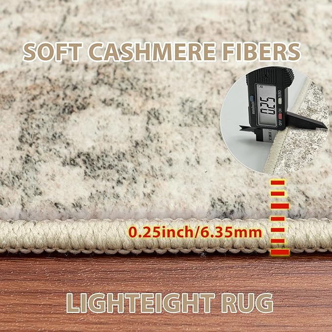 6x9 Area Rugs for Living Room Rug Washable: Abstract Rug for Dining Room Bedroom Carpet Non Slip 6 by 9 Indoor Modern Nursery Home Office Beige Brown