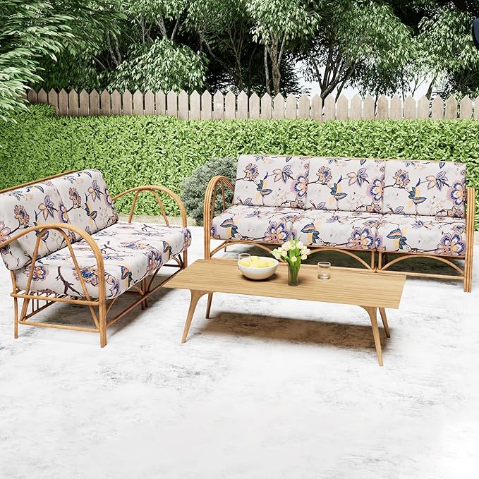 Smiry Printed Couch Cushion Covers, Stretch Soft Couch Covers for Sofa, Washable Non-Slip Sofa Slipcover Furniture Protector for Indoor and Outdoor (Backrest L, Beige)