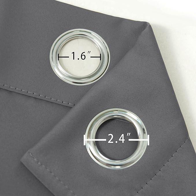 LEMOMO Grey Thermal Blackout Curtains/42 x 72 Inch/Set of 2 Panels Room Darkening Curtains for Bedroom