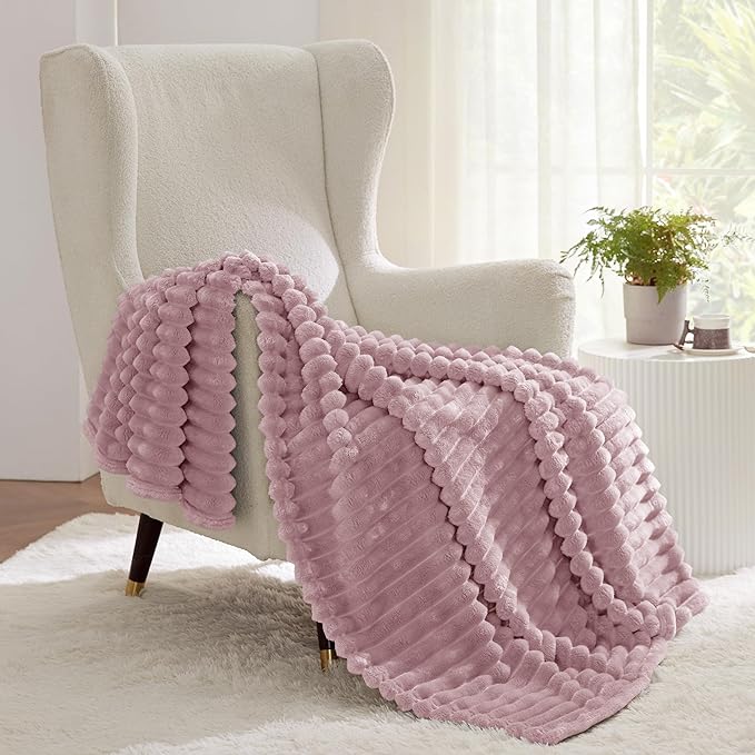 Bedsure GentleSoft Pink Fleece Blanket for Couch - Cozy Soft Blankets for Women, Cute Small Throws for Girls, Pink Decor Gifts for Home Room Office, 50x60 Inches