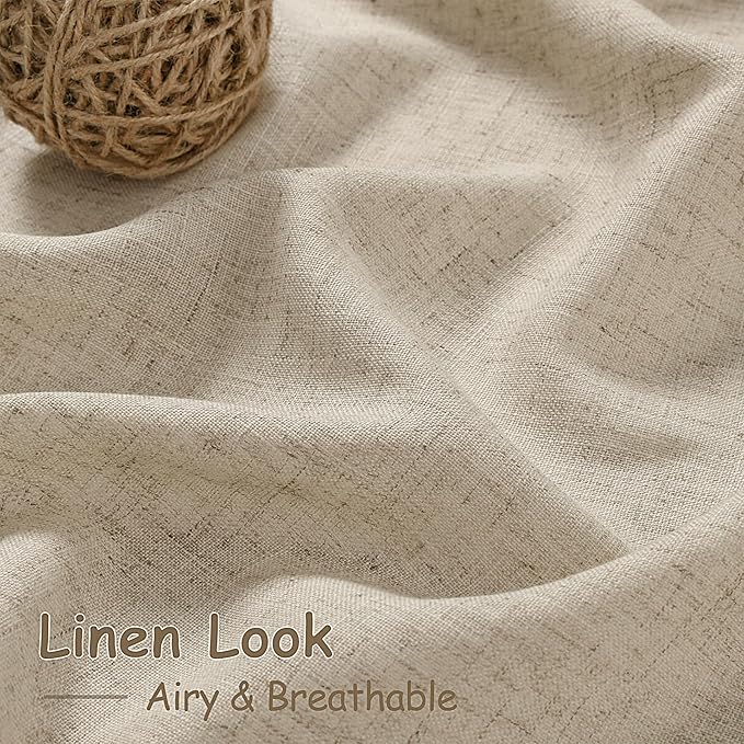 Taupe Burlywood Curtains 120 Inches Long for Living Room Linen Textured Rustic Farmhouse Privacy Sheer Curtains Back Tab Extra Long Floor to Ceiling Curtain for Bedroom Office 52x120, 2 Panels