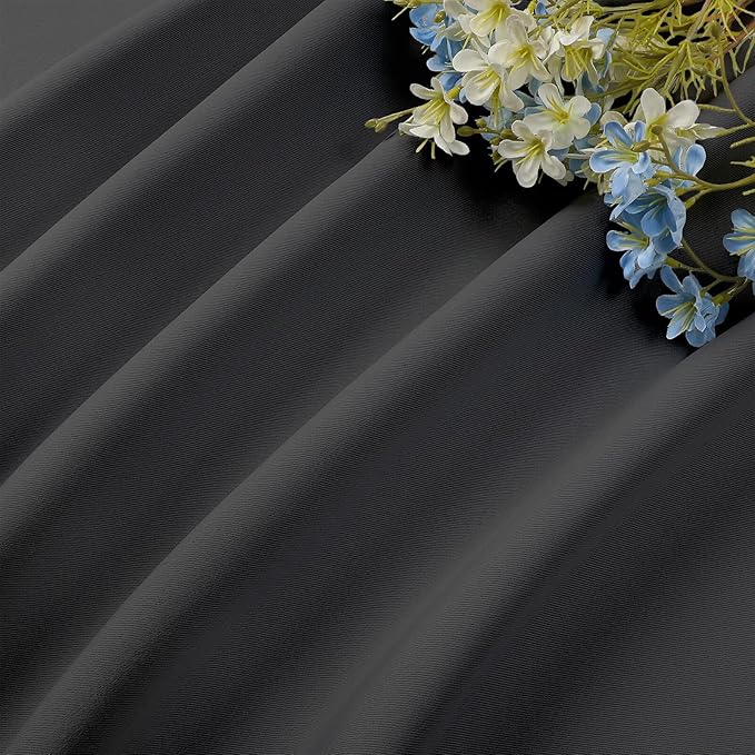 CUCRAF Dark Grey Blackout Curtains 54 inch Length 2 Panels Set, Rod Pocket Room Darkening Drapes for Bedroom Living Room, Insulated Thermal Light Blocking Window Curtain (W52 x L54 Inch)