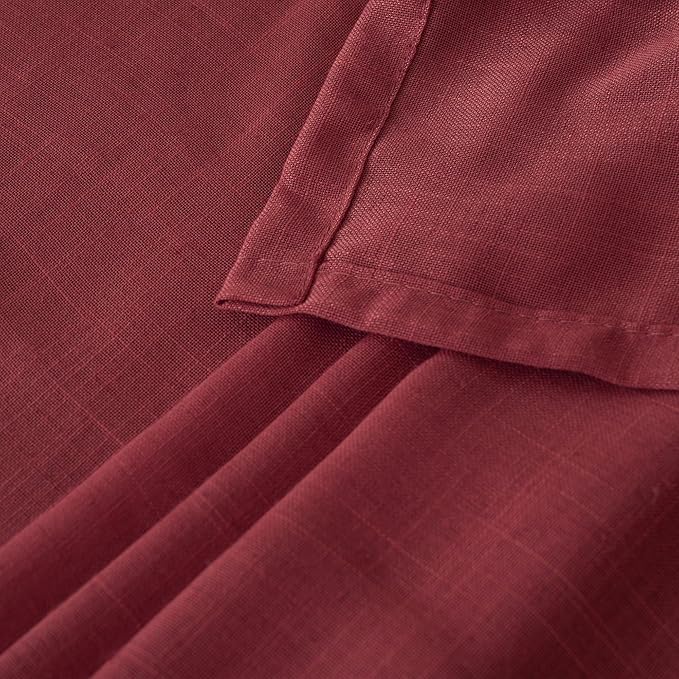 BGment Burgundy Linen Curtains 63 Inches Long for Living Room, Semi Sheer Window Drapes Lightweight Rustic Country Textured with Rod Pocket for Dining Bedroom, 2 Panels, Each 42 Inch Wide