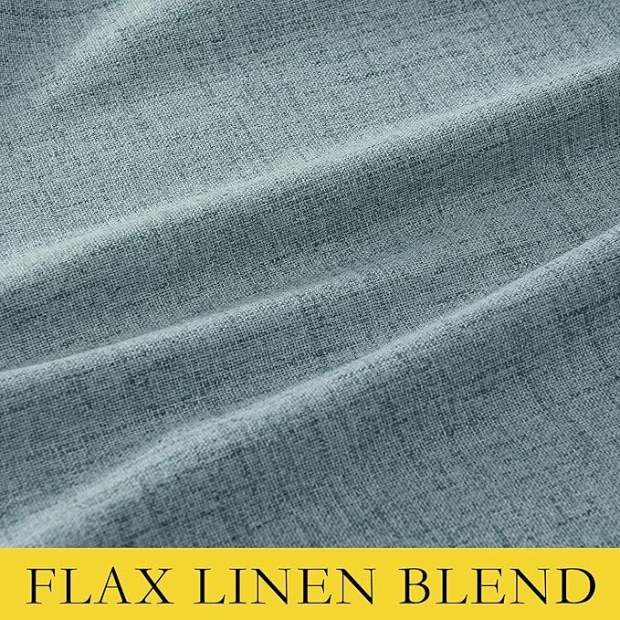 NICETOWN 100% Absolutely Blackout Linen Curtains with Thermal Insulated White Liner, Skylark Blue, 42" Wide, 63" Length Energy Saving Curtains for Small Window 2 Panels Set, Vertical Blinds