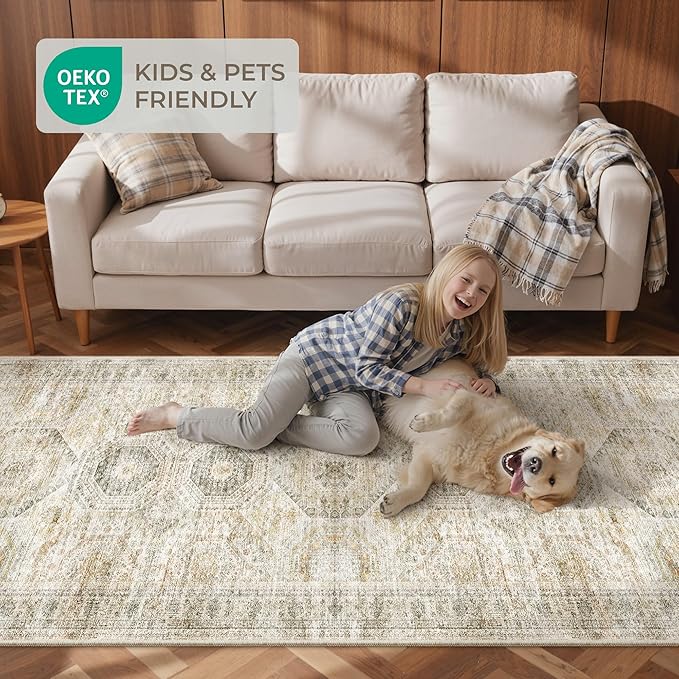 Washable Runner Rugs for Bedroom - 2x6 Runner Rug Non Slip, Ultra-Thin Entryway Runner, Soft Abstract Kitchen Runner for Hallway, Laundry, Bathroom, Indoor Door Mat(2'x6', Grey/Yellow)