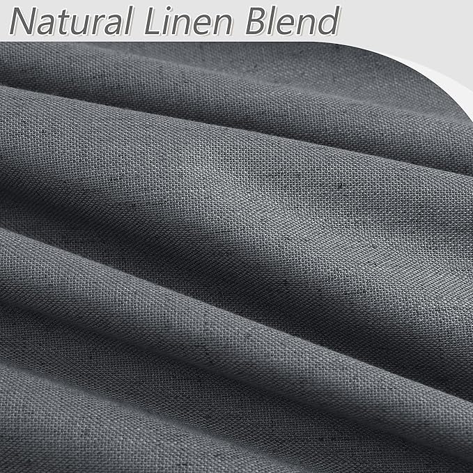 Guken 100% Blackout Curtains 102 Inch Length 2 Panels Set for Living Room Bedroom Back Tab Thermal Insulated Black Out Linen Drapes Room Darkening Blazer Grey,52x102