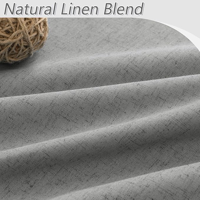 Guken 100% Blackout Linen Curtains 84 Inch Length 2 Panels Set for Living Room Bedroom Back Tab Thermal Insulated Black Out Linen Drapes Room Darkening Window Curtains 84 Inches Long,Dark Grey