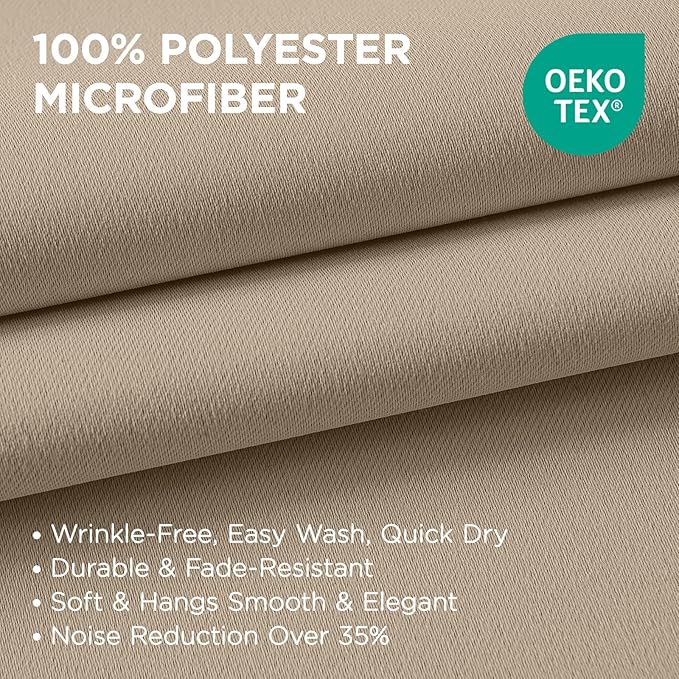 Joydeco Blackout Curtains 95 Inches Long 1 Panel, Thermal Insulated Long Curtains& Drapes 1 Piece, Room Darkening Grommet Drapes for Living Room Bedroom Window (W70 x L95 Inch, Light Beige)