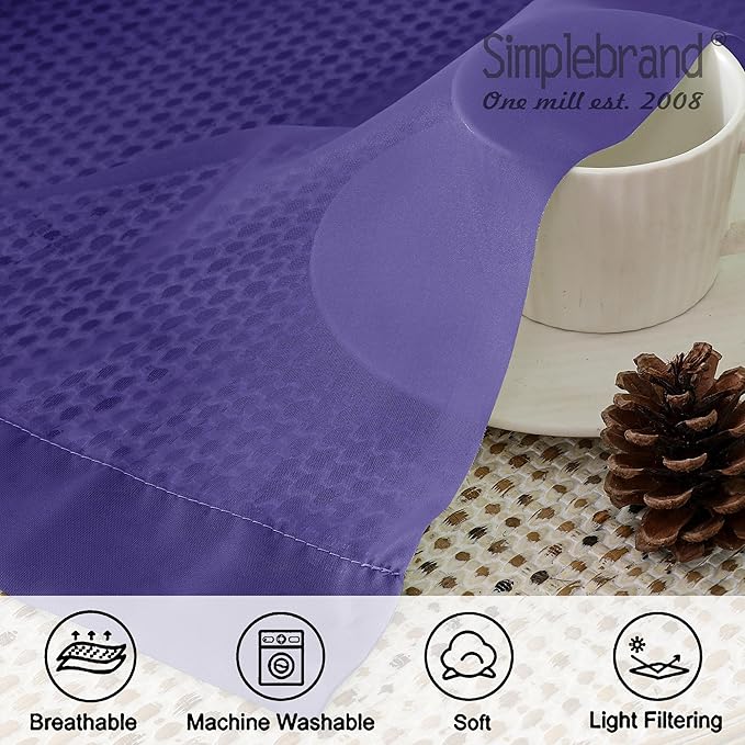 Simplebrand Purple Sheer Curtains 84 Inches Long, Light Filtering Rod Pocket Solid Color Window Sheer Curtain Panels, Elegant Curtains & Drapes for Living Room, Bedroom 2 Panels (Purple, 42" W)