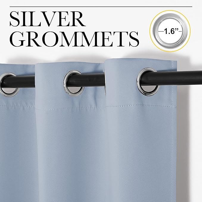 NICETOWN Blackout Curtain Panels for Bedroom, 2 Panels, W42 x L60 inches, Vintage Blue, Thermal Insulated Grommet Top Blackout Draperies and Drapes