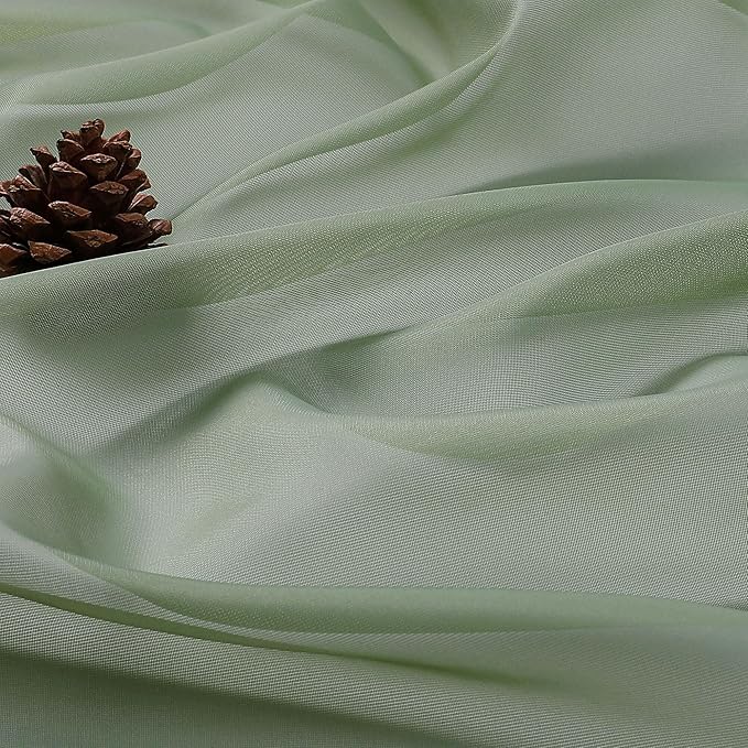 OVZME Sage Green Sheer Curtains 63 Inches Long 2 Panels Set, Light Filtering Sheer Curtains for Living Room Bedroom 59 Inch Extra Wide, Modern Voile Filmy Rod Pocket Window Drapes, 59Wx63L Inches