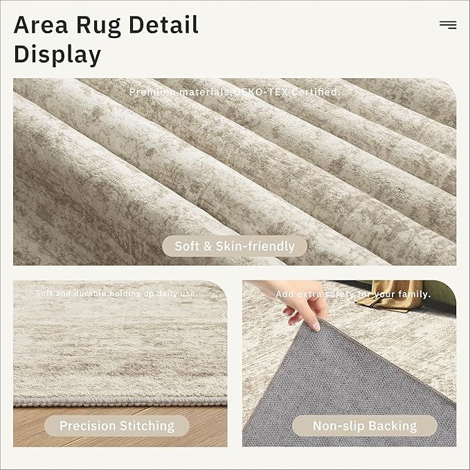 3x20 Hallway Runner Rug - Extra Long Carpet Runners for Hallways 20ft Non Slip Stain Resistant Rugs Runner for Living Room Bedroom 20 Feet Floor Carpet for Kitchen, Beige