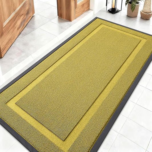 OLANLY Front Door Mat Indoor Outdoor Entrance, Waterproof All-Season, All-Weather Doormat, Sturdy Natural Rubber, Low Profile, Easy Clean Patio Porch Entryway Mat, 47x23, Lime Green